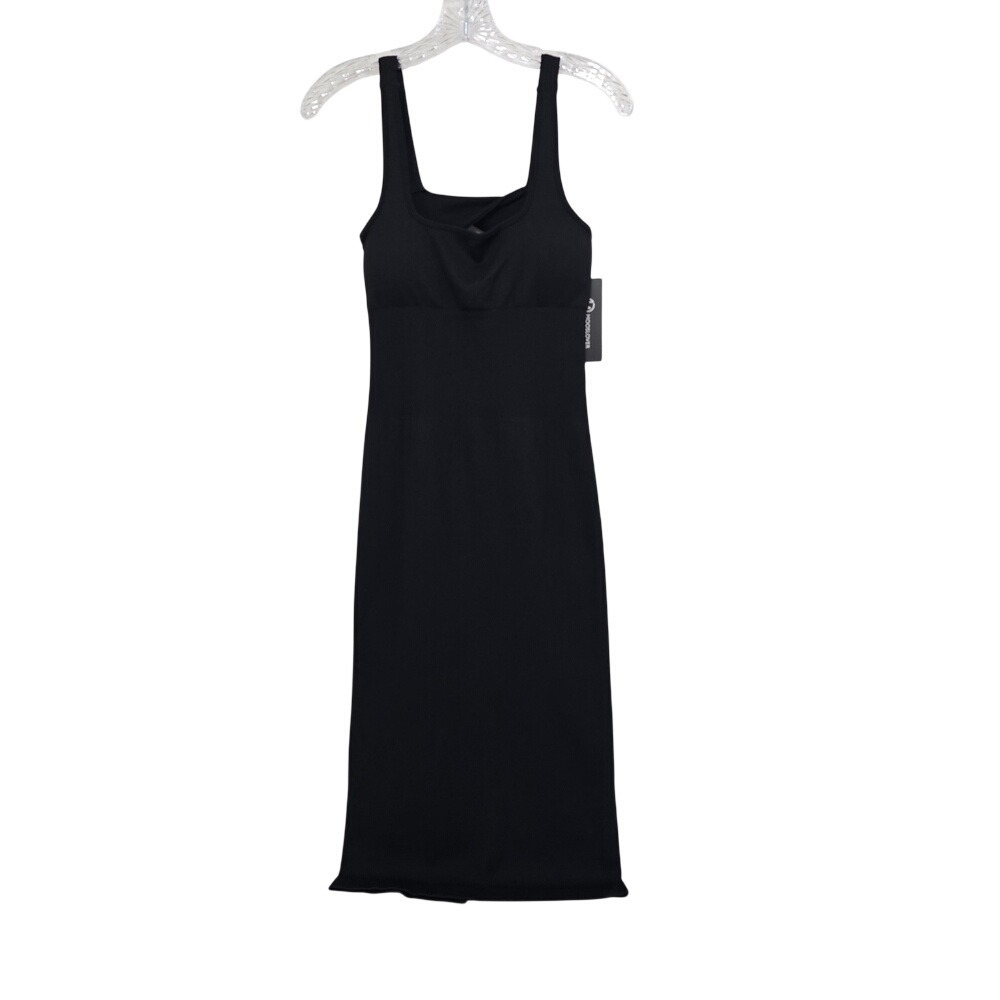 NWT MOOSLOVER Black Ribbed Cutout Back Midi Dress Size L